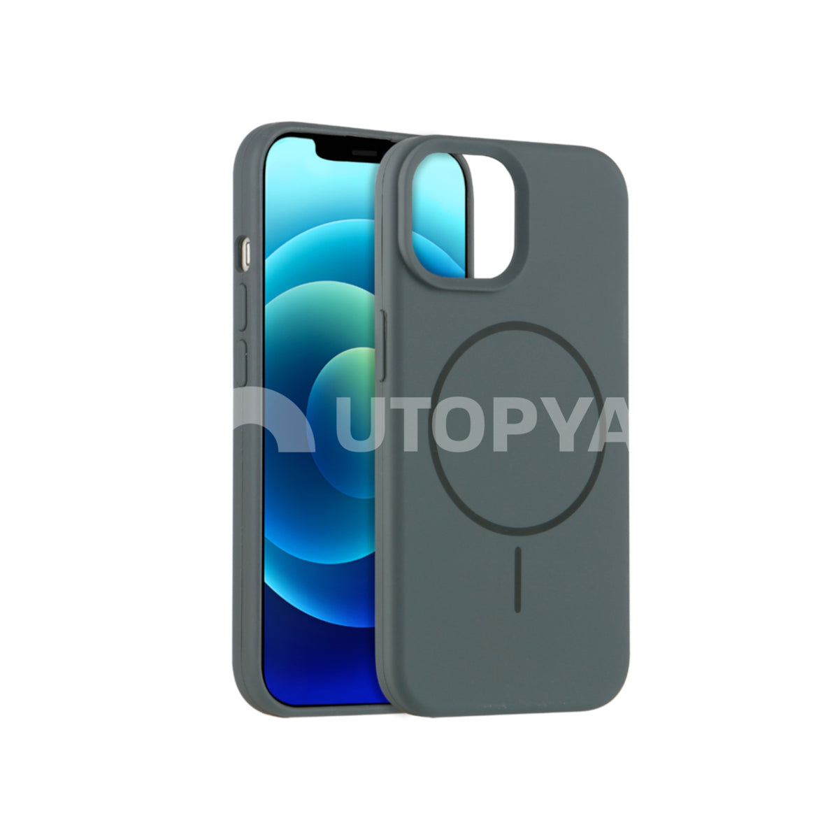 Coque de téléphone iPhone gris-vert MagSafe, vue 2