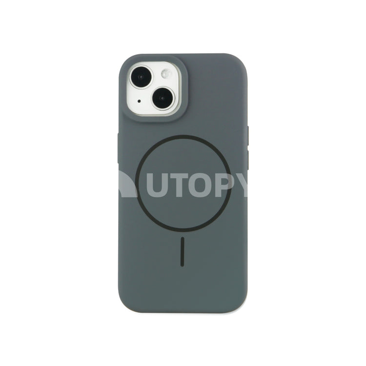 Coque iPhone gris-vert avec anneau MagSafe