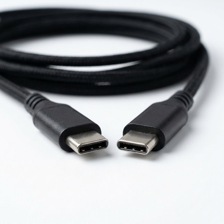 Connecteurs USB-C du câble en gros plan